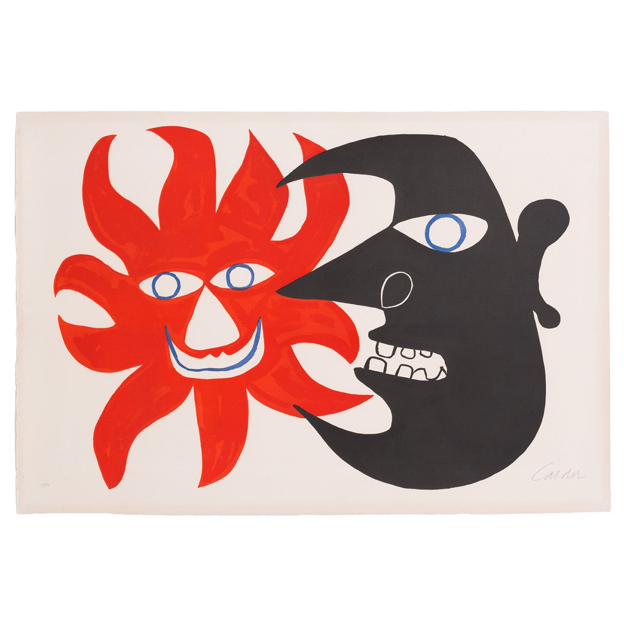 Alexander Calder Lithograph "Deux Tetes, " 1970