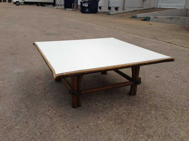 Stylish Calif-Asia Asian Modern Rattan Cocktail Table