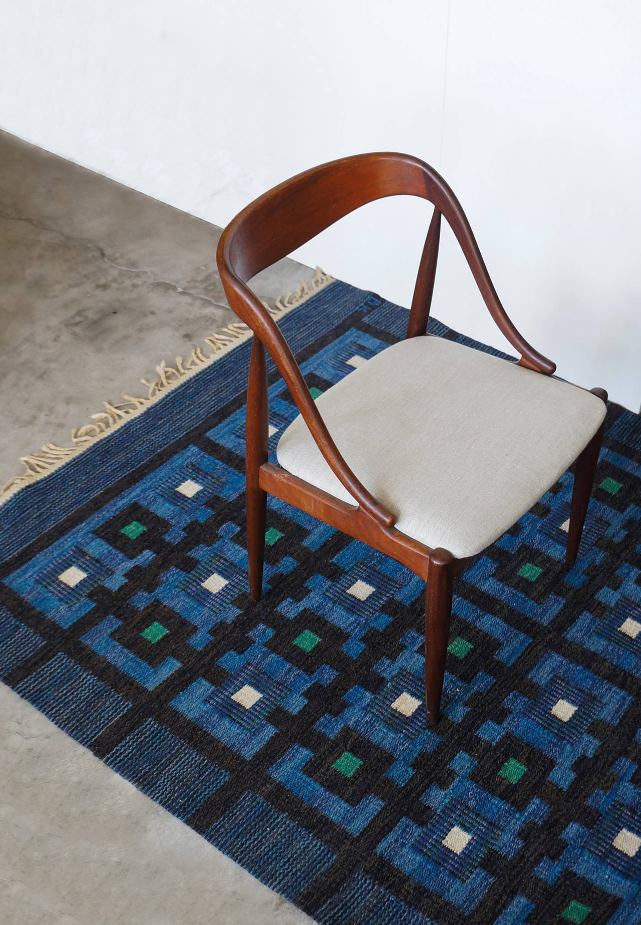 Hand-Woven Berit Koenig Flat-Weave Carpet, 