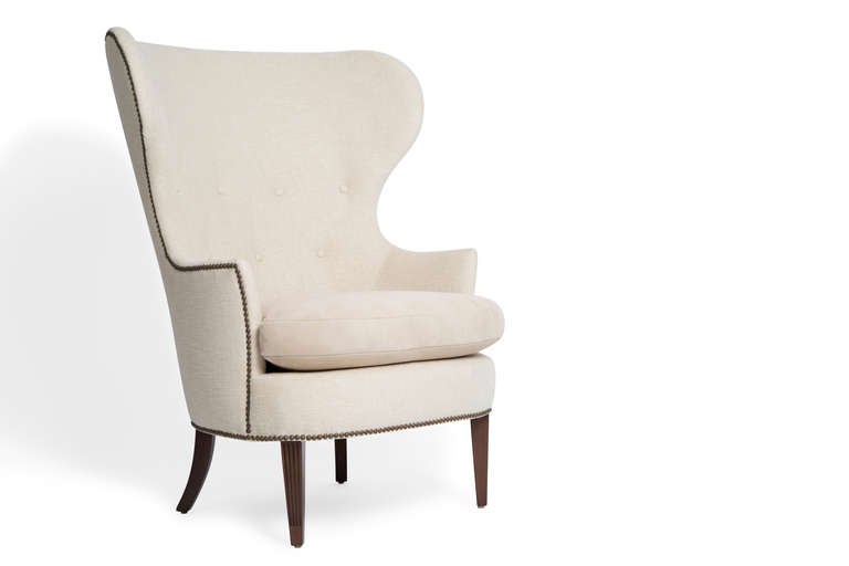Mid-Century Modern In the style of Edward Wormley for Dunbar Pair of Early Wing Chairs, 1930s