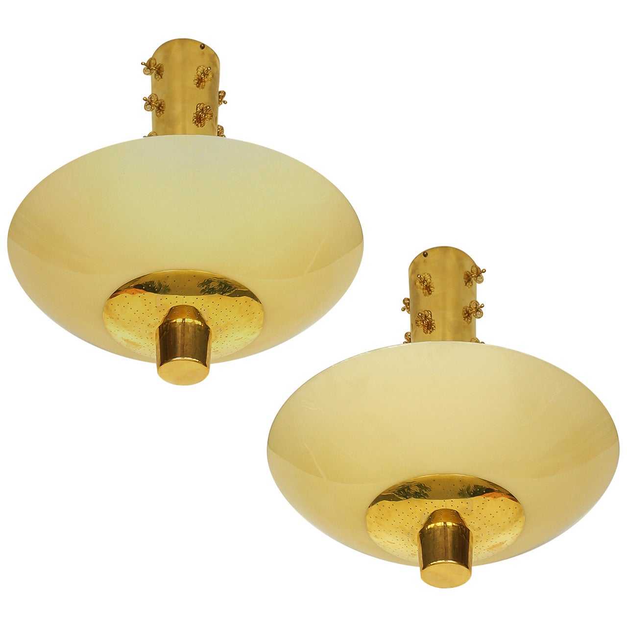 Paavo Tynell Pair of Custom Ceiling Lights for Taito Oy, 1940s