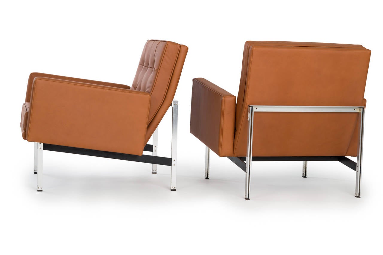 Mid-Century Modern Pair of Florence Knoll Parallel Bar Lounge or Armchairs, 1955