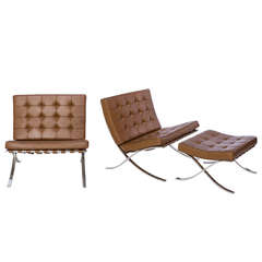 Ludwig Mies Van Der Rohe Barcelona Chairs and Stool