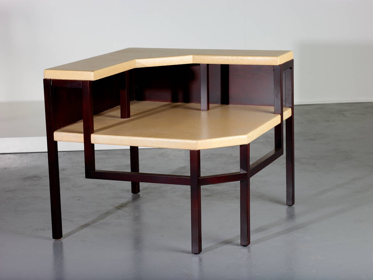 Paul Frankl Corner Tables, Lacquered Cork and Mahogany, 1951 For Sale 2