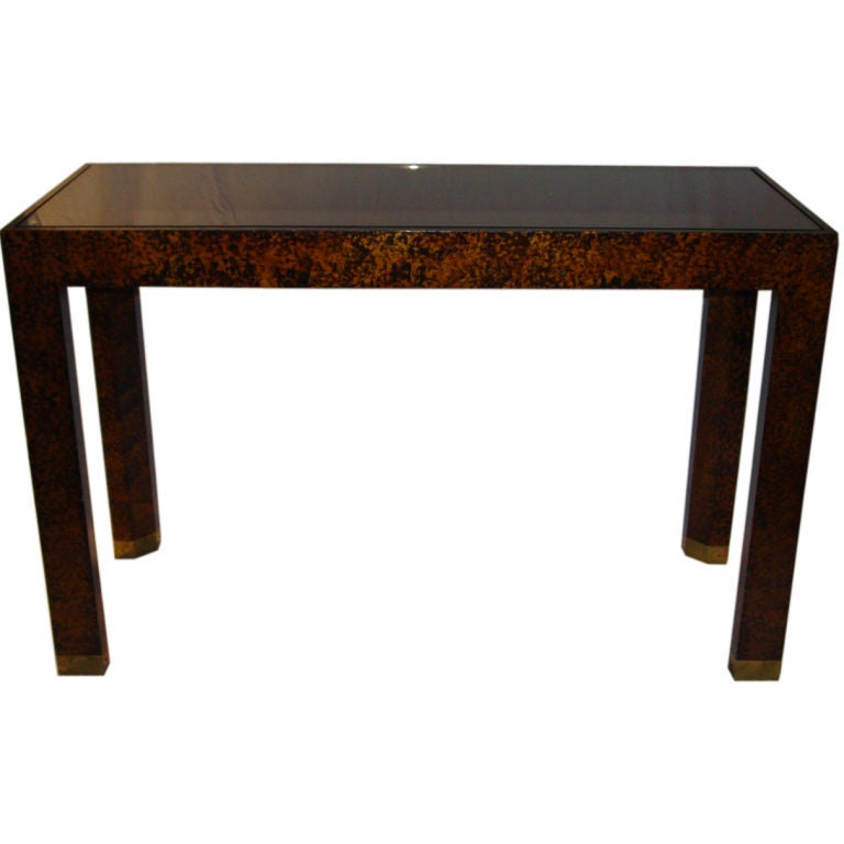 Tortiseshell Finish Parson's Table by Henredon