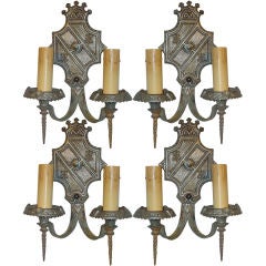 Antique Set of Four Lightolier Renaissance Revival Sconces