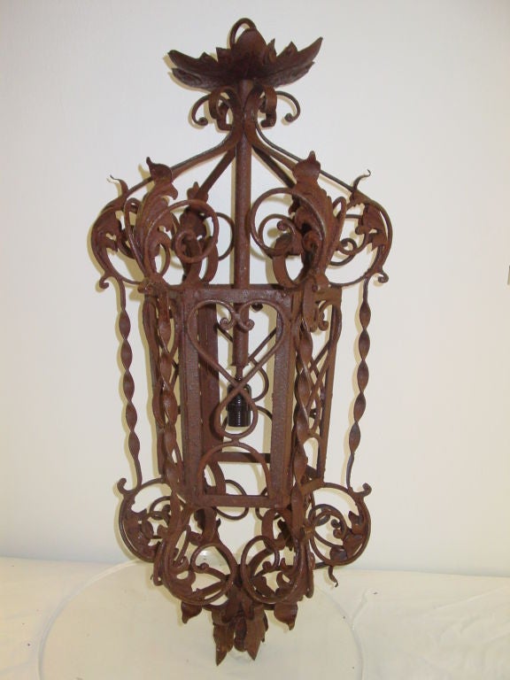 Incredible scale and detail. Beautifully hand-wrought. Just what you need for your own hacienda, palacio, or just plain old casa. Matched pair has evenly rusted patina, which has been stabilized for interior use with a coat of satin finish poly