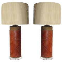 Vintage Pair of Chic Wallpaper Roller Lamps