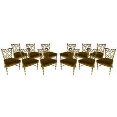 Vintage Set of 12 Faux Bamboo Dining Chairs by Phyllis Morris