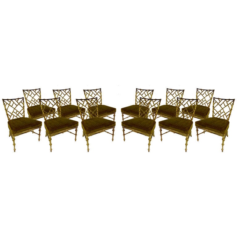 Set of 12 Faux Bamboo Dining Chairs by Phyllis Morris