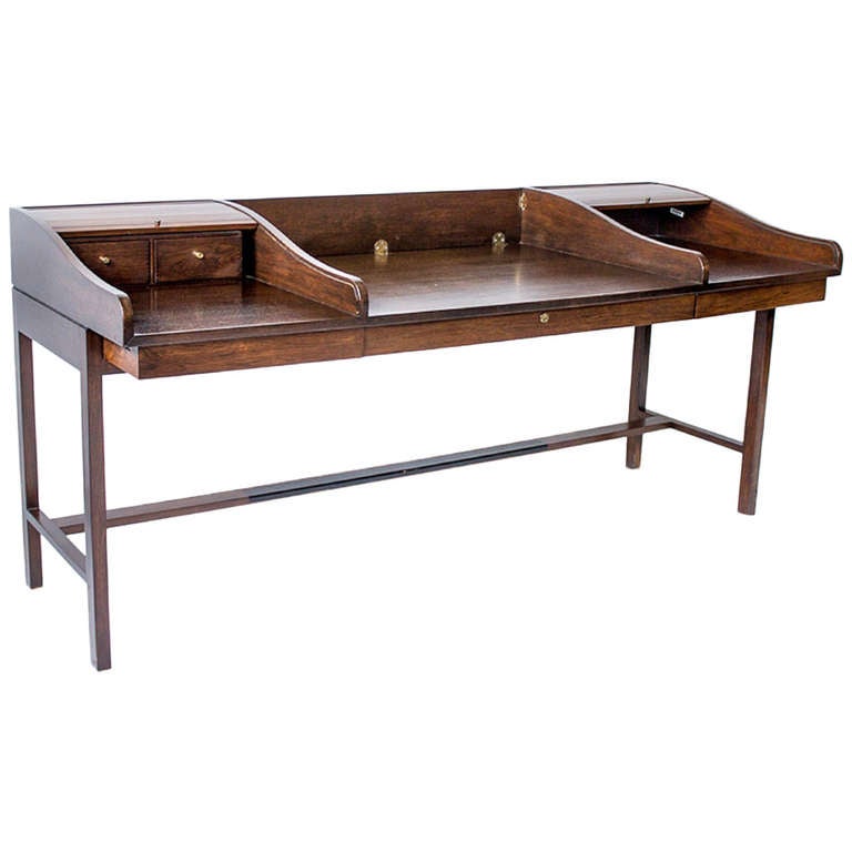 Edward Wormley For Dunbar Desk With Custom Rosewood Inserts Edward Wormley For Dunbar Desk With Custom Rosewood Inserts Original Key 1957