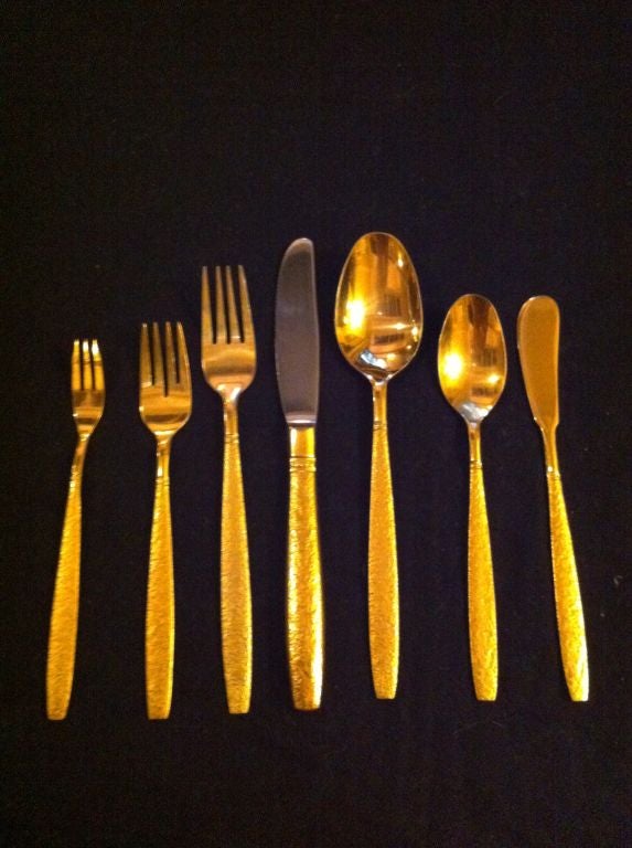Opulent Set of Towle Gold Florentine Flatware
