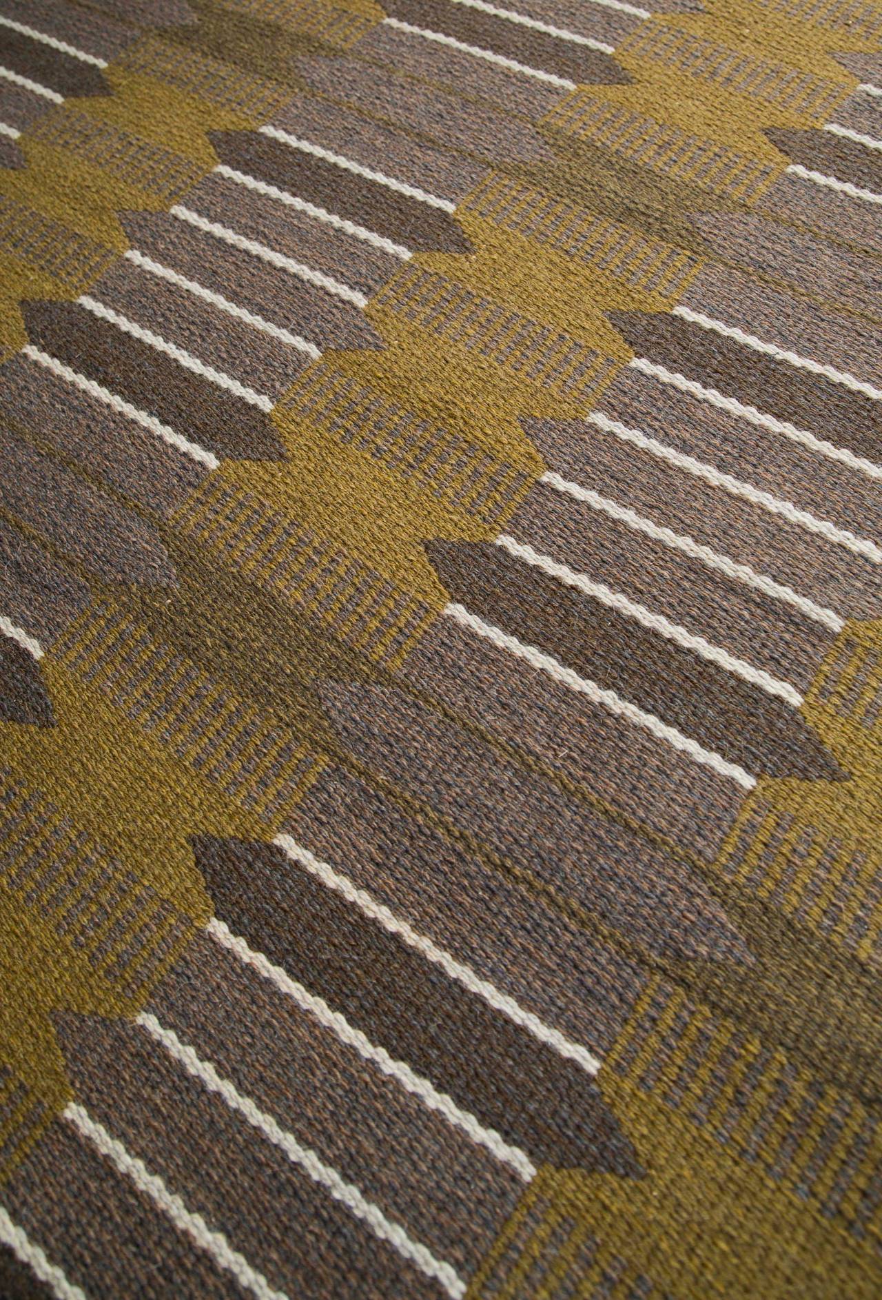 Scandinavian Modern Vintage Swedish Flat-Weave Carpet