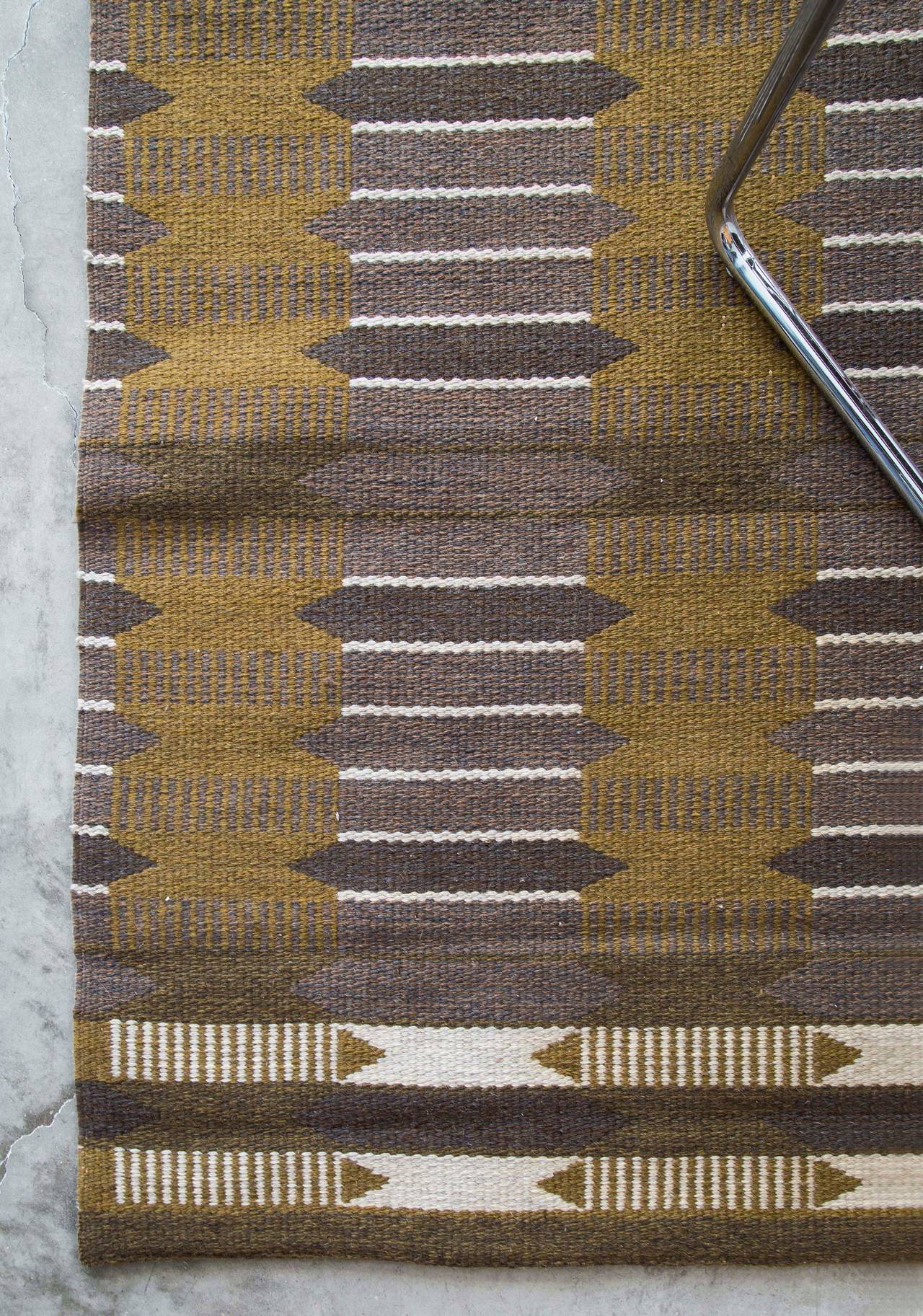 Vintage Swedish Flat-Weave Carpet (Handgewebt)