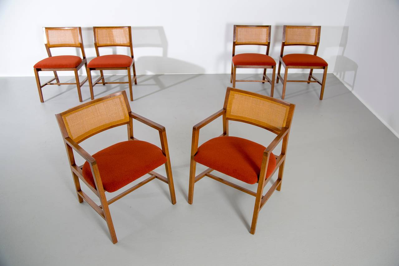 American Set of Six Edward Wormley for Dunbar Dining Chairs, 1960s