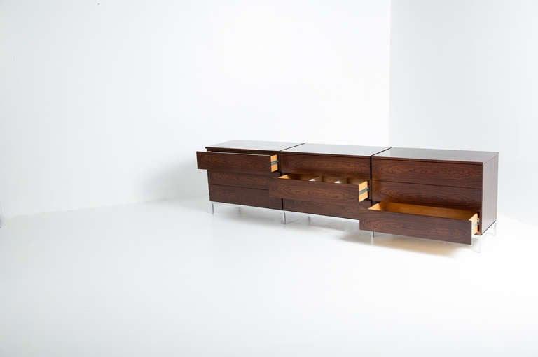 Chrome Florence Knoll Rosewood Cabinet