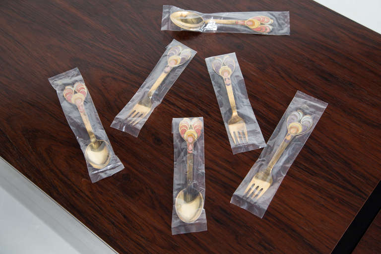 Gilded Forks and Spoons Designed by Bjorn Wiinblad for Anton Michelsen, 1972 1