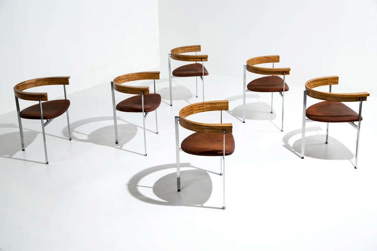 Six chaises PK 11 de Poul Kjaerholm, état d'origine, 1957 Bon état à Amarillo, TX