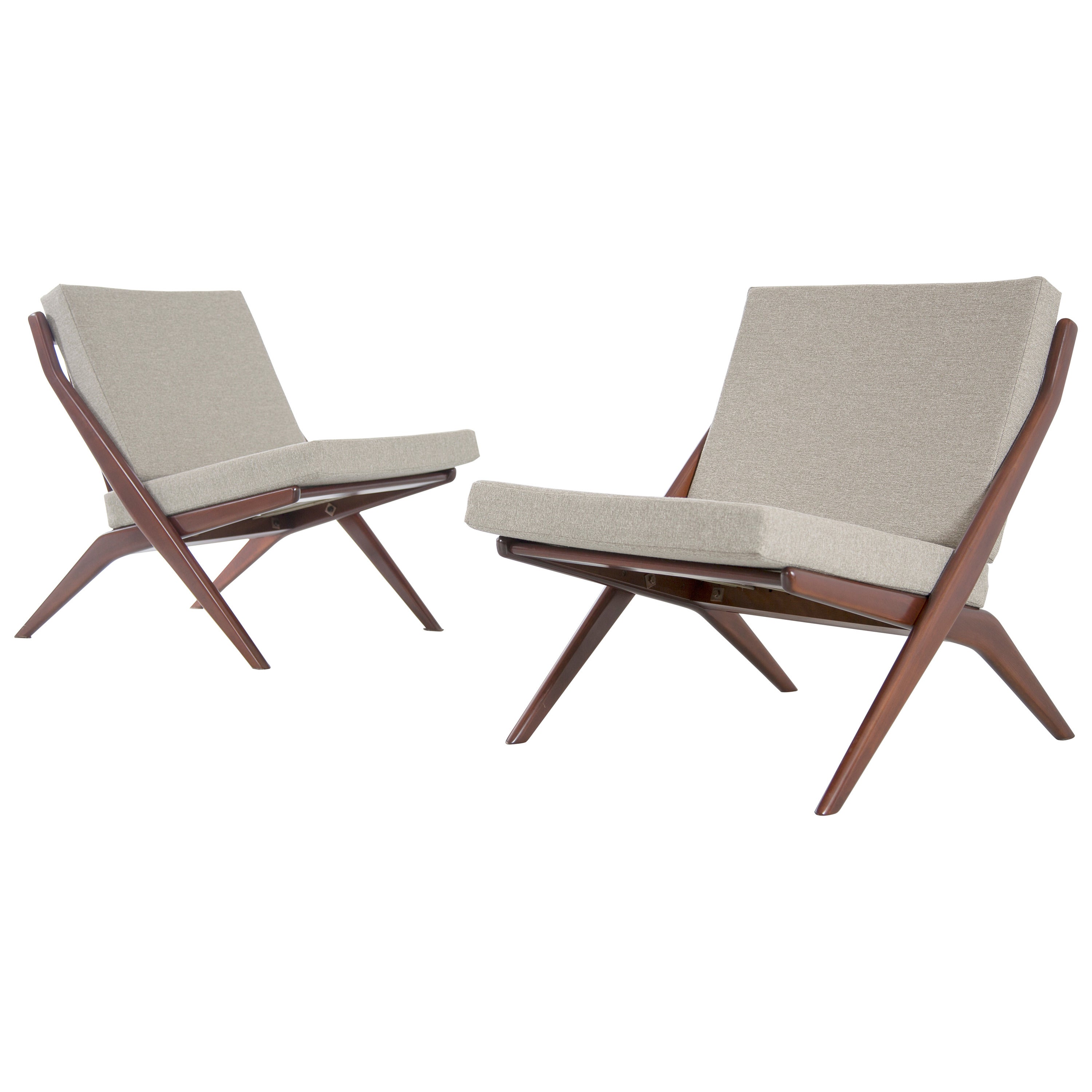 Pair of Scissor Lounge Chairs by Folke Ohlsson for Dux