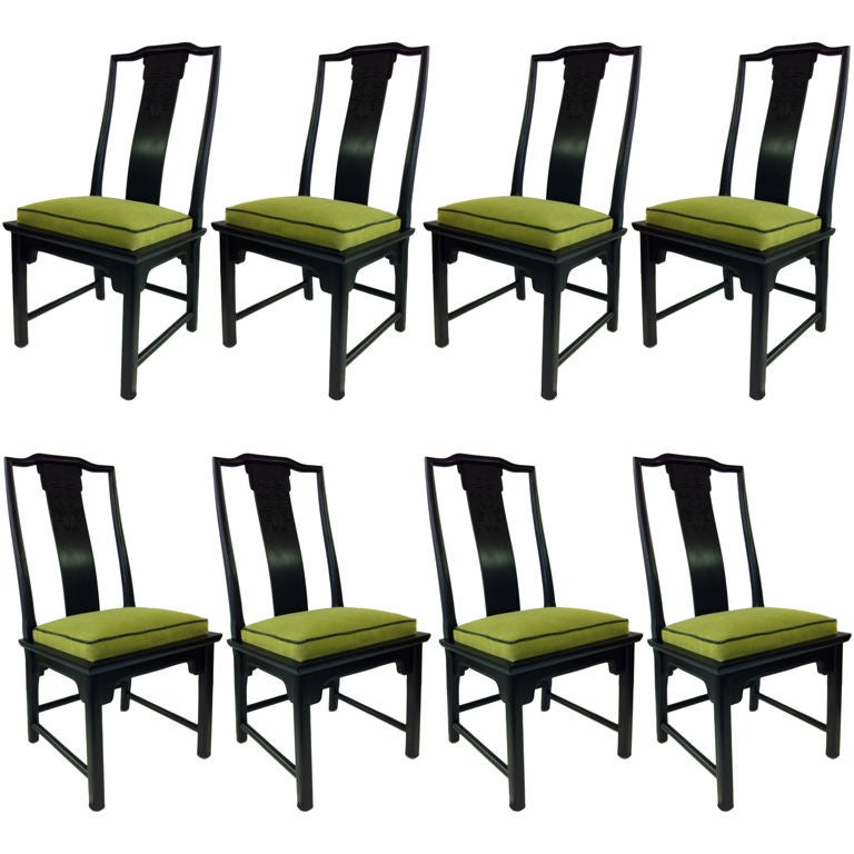 Eight Asian Modern "Chin Hua" Dining Chairs