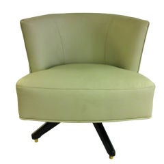 Chic Leather Swivel Chair in the mannner of William Haines
