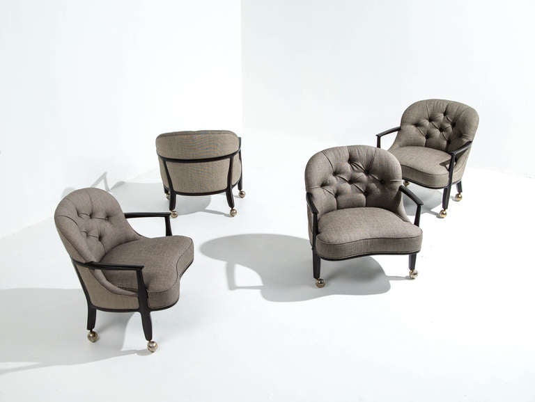 Mid-Century Modern Edward Wormley for Dunbar Janus Armchairs, Set of Four, 1950s