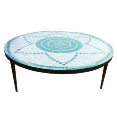 Spectacular Tile and Bronze Handmade Cocktail Table