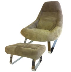 Rare "Earth" Chair and Ottoman by Percival Lafer