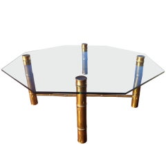 Fabulous Brass Faux Bamboo Cocktail Table by Mastercraft
