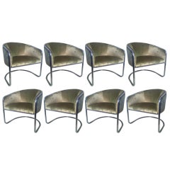 Set of Eight Chrome Tub Chairs bt Anton Lorenz for Thonet