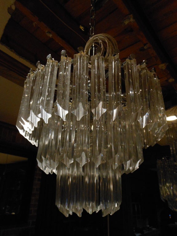 Elegant Pair of Venini Quatrefoil Chandeliers