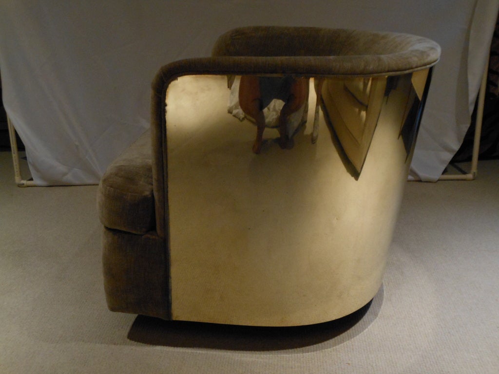 American Amazing Pair of Brass Milo Baughman Swivel Tub Chairs