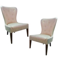 Retro Unusual Pair of Balloon Back Armless Chairs