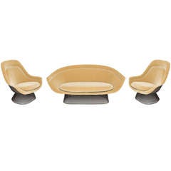 Bronze Warren Platner seating for Knoll (2 chairs, 1 settee, 1 ottoman)