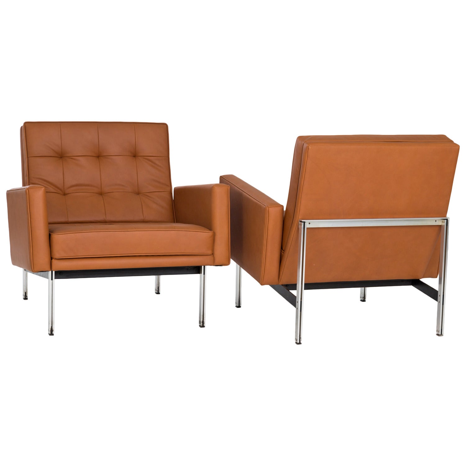 Pair of Florence Knoll Parallel Bar Lounge or Armchairs, 1955