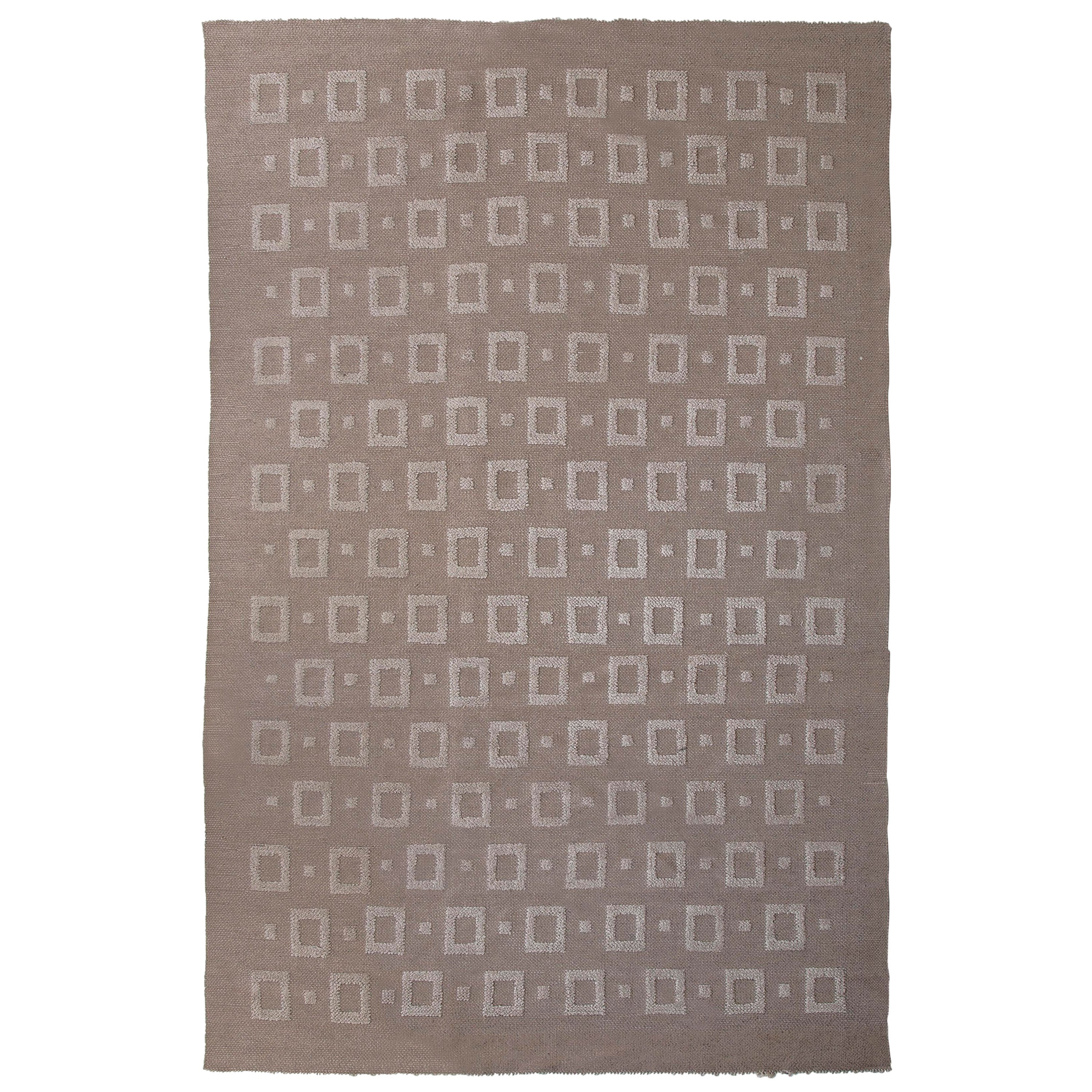 Finnish Modernist 114" Carpet or Rug, Handwoven