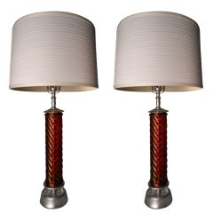 Striking Pair of Murano Table Lamps