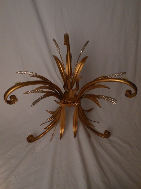 Elegant Gilded Florentine Sheaf-of-Wheat Side Table