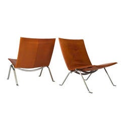 Pair of Poul Kjaerholm for E. Kold Christensen PK 22 Lounge Chairs