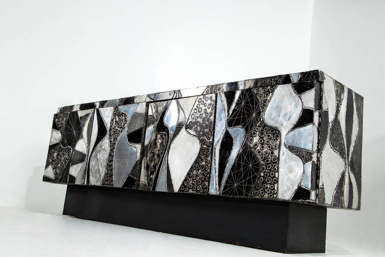 Aluminum Paul Evans Large Horizontal Argente Cabinet