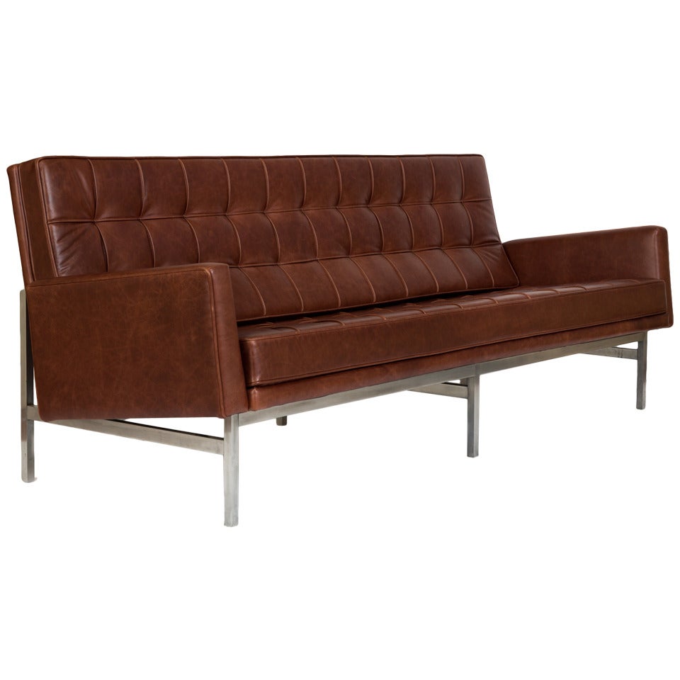 Florence Knoll Sofa, Model 2577 in Leather, 1955