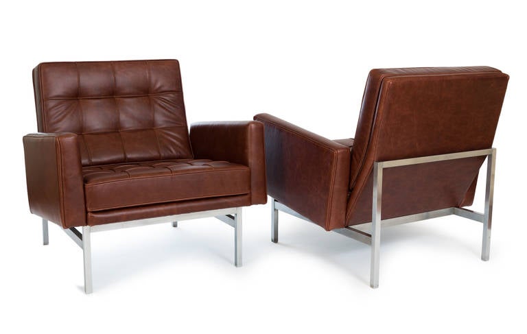 Mid-Century Modern Florence Knoll Lounge Chairs in Leather, 1955