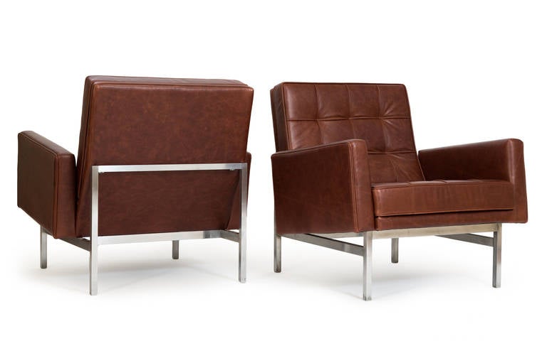 Florence Knoll

lounge chairs (pair) model 51.

Knoll Associates,
USA , 1955.
Leather, chrome-plated steel.
Measures: 30 W x 33 D x 31 H inches.