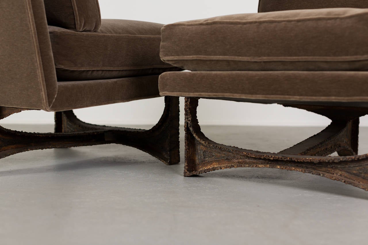 Mohair Paul Evans Studio Chairs, Pair