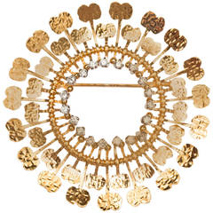Tapio Wirkkala, Handmade "Sunflower" Brooch, Gold with Diamonds, 1960s 11