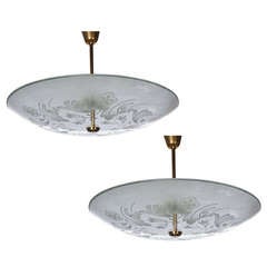 Pair Of Pietra Chiesa For Fontana Arte Pendant Lamps Attributed