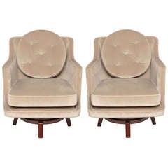 Pair of Dunbar Swivel Lounge Chairs - Edward Wormley