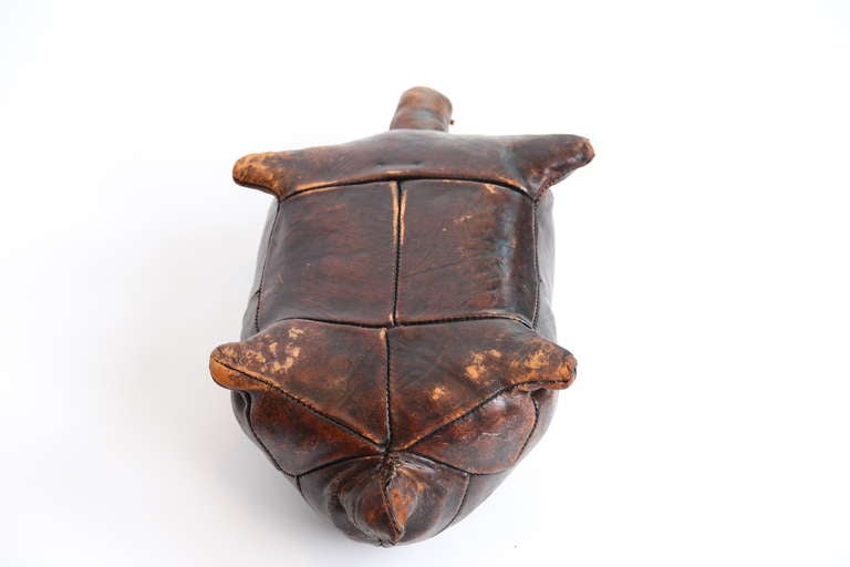 Hand-Crafted Dimitri Omersa Design Leather Turtle Ottoman