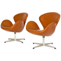 Vintage Pair of Arne Jacobsen Swan Chairs