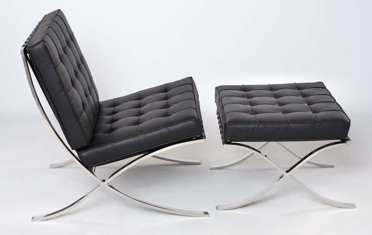Mid-Century Modern Ludwig Mies van der Rohe  pair Barcelona Chairs / stools